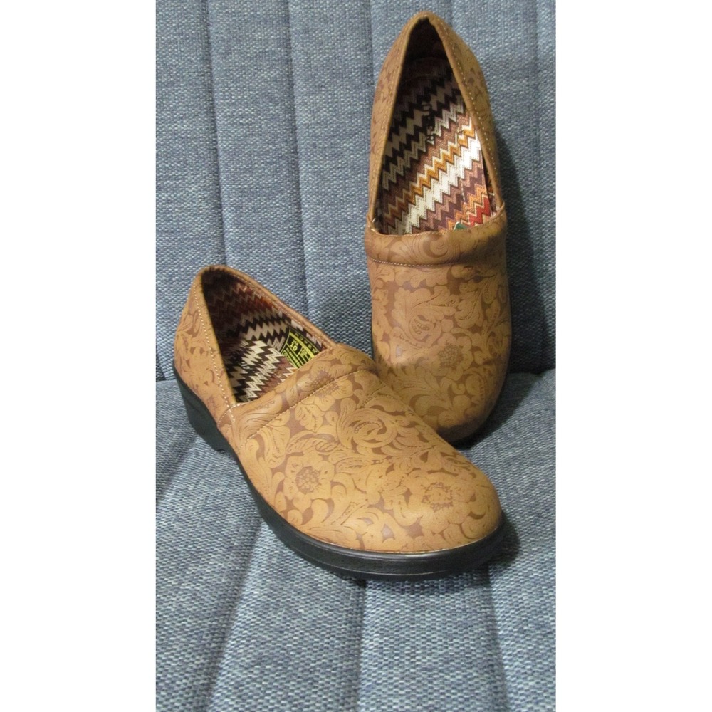 Roper Women's Floral Embossed Clogs Mules Shoes Size 10 Brown New with Tags